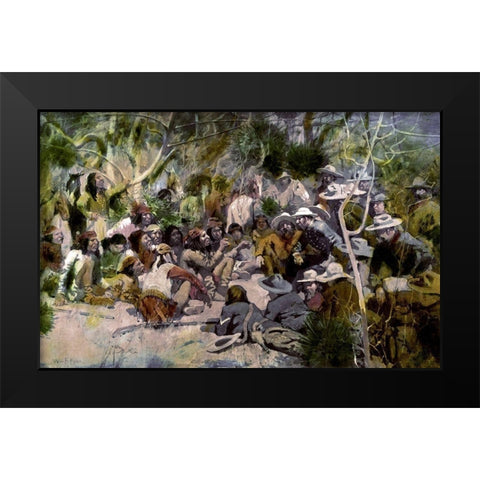 Crooks Conference With Geronimo Black Modern Wood Framed Art Print by Kline, William F.