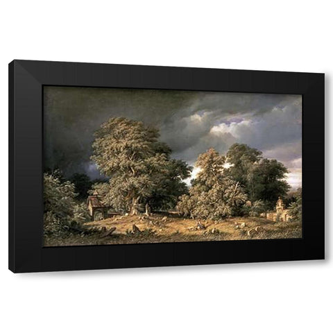 Cemetary Black Modern Wood Framed Art Print by Kloss, G.