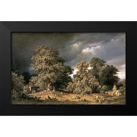 Cemetary Black Modern Wood Framed Art Print by Kloss, G.