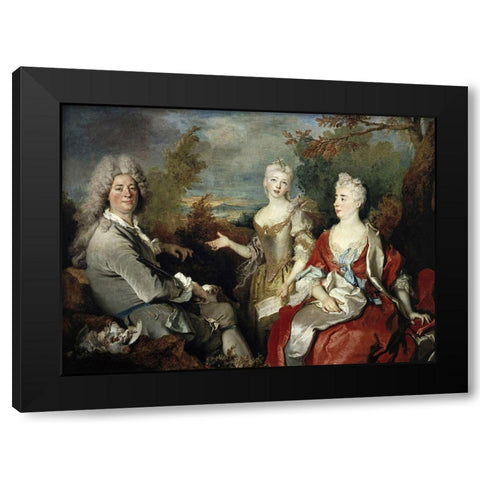 Family Portrait Black Modern Wood Framed Art Print with Double Matting by Largilliere, Nicolas de