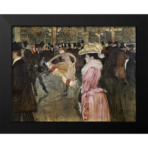 At the Moulin Rouge: The Dance Black Modern Wood Framed Art Print by Toulouse-Lautrec, Henri