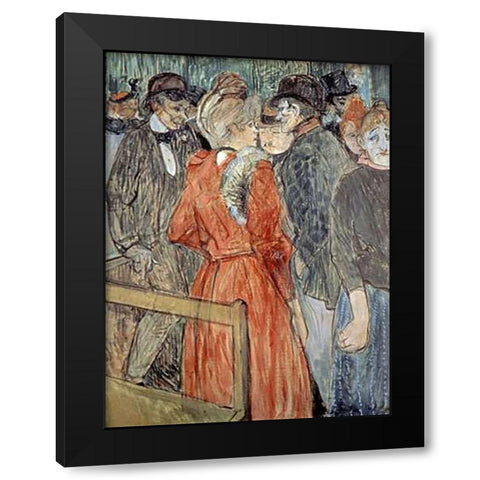 Au Moulin de la Galette Black Modern Wood Framed Art Print by Toulouse-Lautrec, Henri