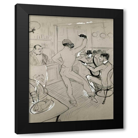 Chocolat Dansant Black Modern Wood Framed Art Print with Double Matting by Toulouse-Lautrec, Henri