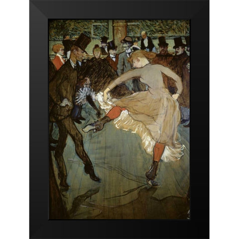 Dance at the Moulin Rouge - Detail Black Modern Wood Framed Art Print by Toulouse-Lautrec, Henri