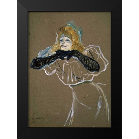 La Chanteuse: Yvette Gilbert Black Modern Wood Framed Art Print by Toulouse-Lautrec, Henri