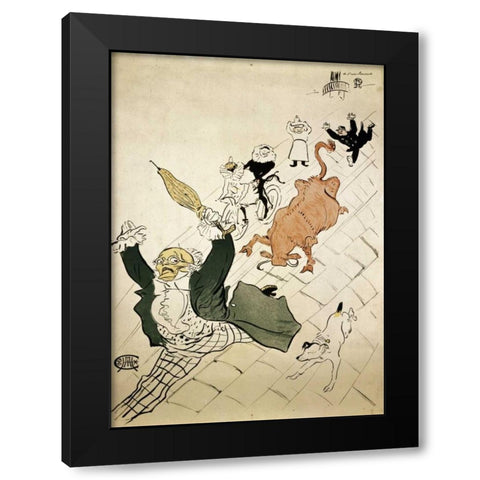 La Vache Enragee Black Modern Wood Framed Art Print by Toulouse-Lautrec, Henri