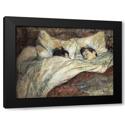 Le Lit Black Modern Wood Framed Art Print by Toulouse-Lautrec, Henri