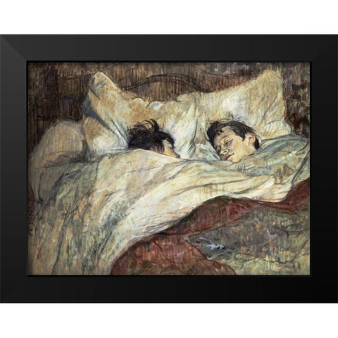Le Lit Black Modern Wood Framed Art Print by Toulouse-Lautrec, Henri