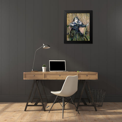 Madame Berthe Bady Black Modern Wood Framed Art Print by Toulouse-Lautrec, Henri
