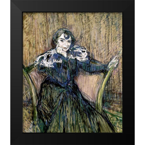 Madame Berthe Bady Black Modern Wood Framed Art Print by Toulouse-Lautrec, Henri