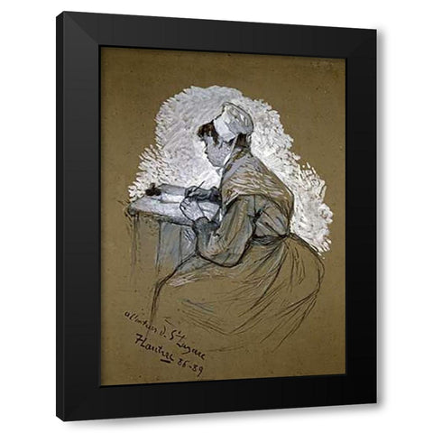 The Authoress of St. Lazare Black Modern Wood Framed Art Print by Toulouse-Lautrec, Henri