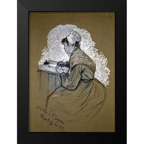 The Authoress of St. Lazare Black Modern Wood Framed Art Print by Toulouse-Lautrec, Henri