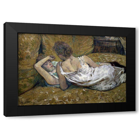 Two Friends Black Modern Wood Framed Art Print by Toulouse-Lautrec, Henri