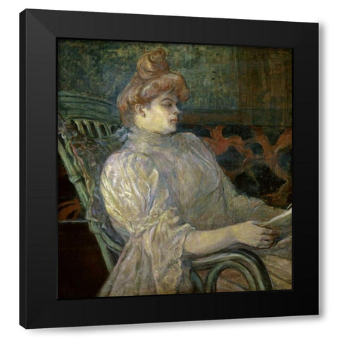 Woman Reading - Femme Lisant Black Modern Wood Framed Art Print by Toulouse-Lautrec, Henri