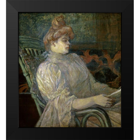 Woman Reading - Femme Lisant Black Modern Wood Framed Art Print by Toulouse-Lautrec, Henri