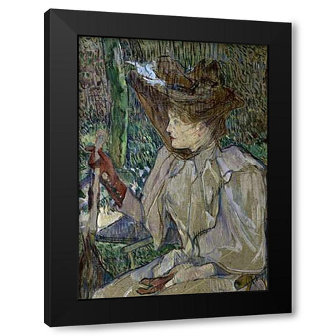 Woman With Gloves Black Modern Wood Framed Art Print with Double Matting by Toulouse-Lautrec, Henri