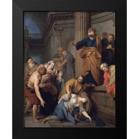 Death of Saphira, Wife of Ananias Black Modern Wood Framed Art Print by Le Clerc, Sebastian