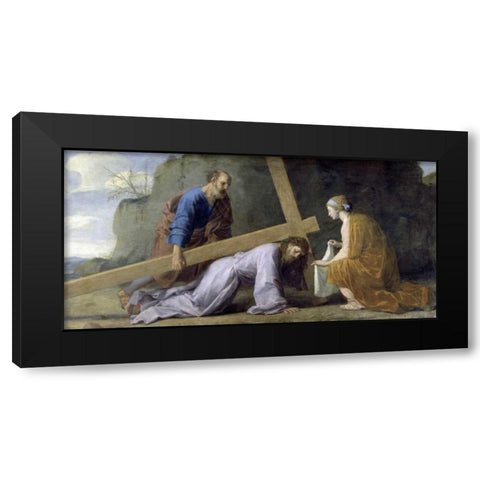 Jesus Carrying His Cross Black Modern Wood Framed Art Print by Le Sueur, Eustache