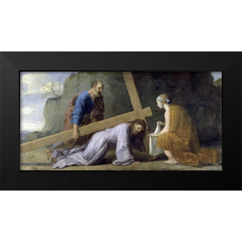 Jesus Carrying His Cross Black Modern Wood Framed Art Print by Le Sueur, Eustache