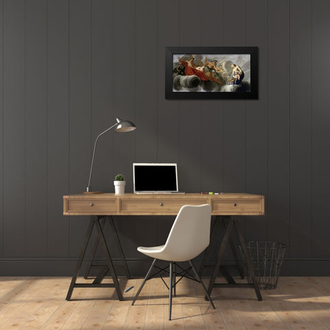 Venus Presents Cupid To Jupiter Black Modern Wood Framed Art Print by Le Sueur, Eustache