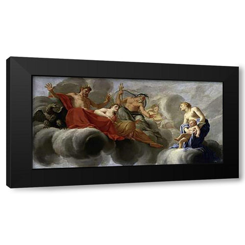 Venus Presents Cupid To Jupiter Black Modern Wood Framed Art Print by Le Sueur, Eustache