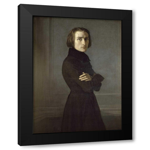 Portrait of Franz Liszt Black Modern Wood Framed Art Print with Double Matting by Lehmann, Rudolph K.E.