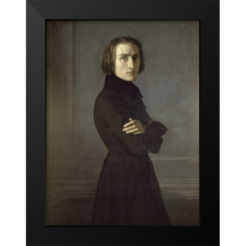 Portrait of Franz Liszt Black Modern Wood Framed Art Print by Lehmann, Rudolph K.E.