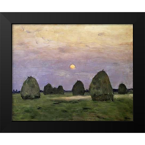 Dawn/Dusk - Bundle of Hay Black Modern Wood Framed Art Print by Levitan, Isaak
