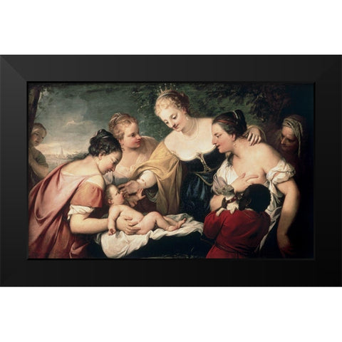 Finding of Moses Black Modern Wood Framed Art Print by Liberi, Pietro