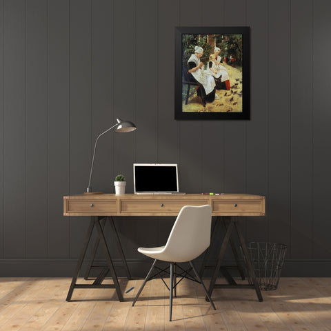 Orphan Girls In The Garden, Amsterdam Black Modern Wood Framed Art Print by Liebermann, Max