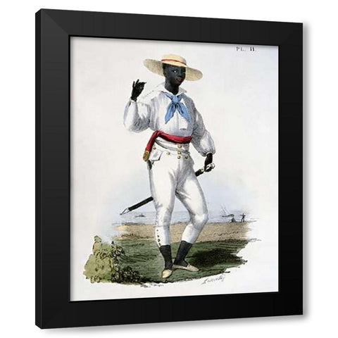 Black Man of The Vera Cruz Region Black Modern Wood Framed Art Print with Double Matting by Linati, C.