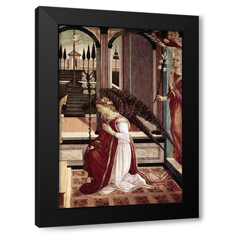 Annunciation - Detail Black Modern Wood Framed Art Print with Double Matting by Lippi, Filippo