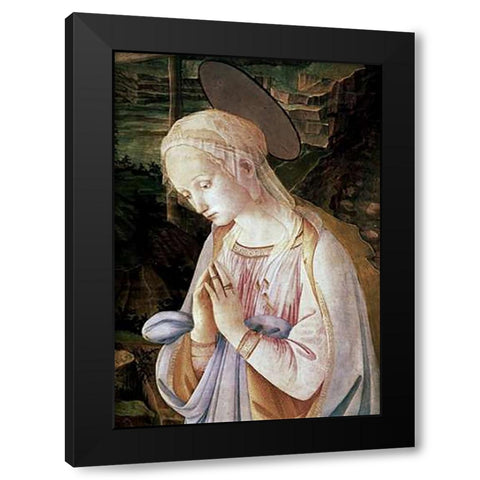 Madonna and Child With Angels - Detail Black Modern Wood Framed Art Print with Double Matting by Lippi, Filippo