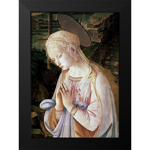 Madonna and Child With Angels - Detail Black Modern Wood Framed Art Print by Lippi, Filippo