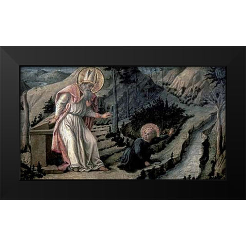 Vision of Saint Augustine Black Modern Wood Framed Art Print by Lippi, Filippo