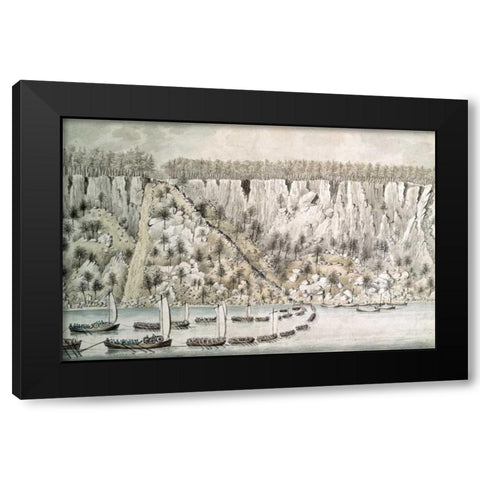 Landing of The British Forces In The Jerseys Black Modern Wood Framed Art Print with Double Matting by Rawdon, Lord