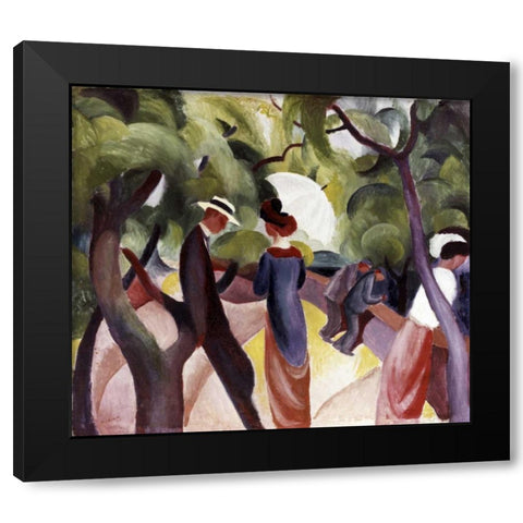Promenade Black Modern Wood Framed Art Print by Macke, August