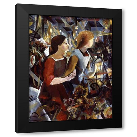 Two Girls Black Modern Wood Framed Art Print by Macke, August