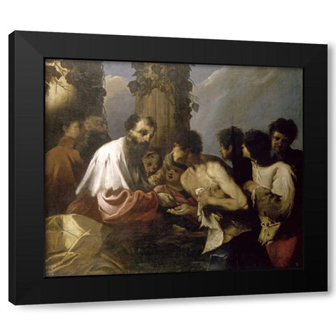 Parable of The Laborers In The Vineyards Black Modern Wood Framed Art Print by Maffei, Francesco