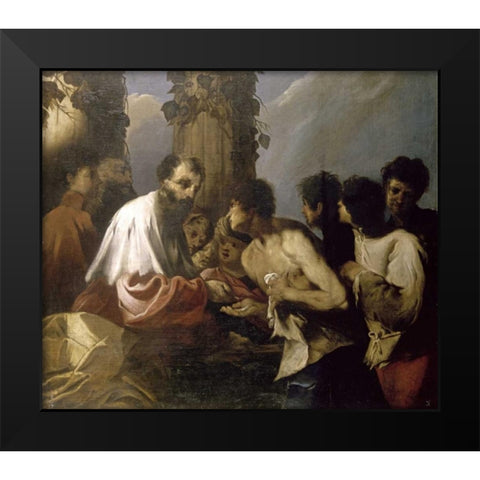 Parable of The Laborers In The Vineyards Black Modern Wood Framed Art Print by Maffei, Francesco