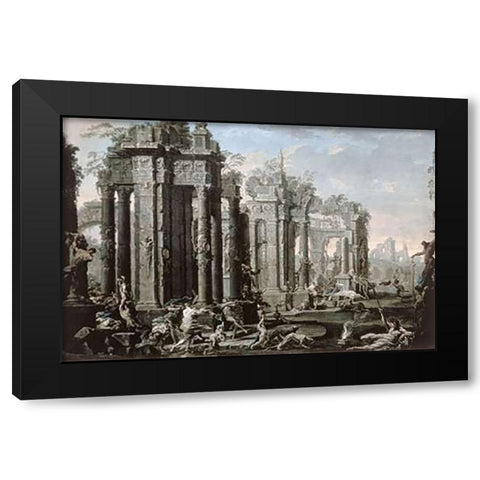 The Bacchanal Black Modern Wood Framed Art Print by Magnasco, Alessandro