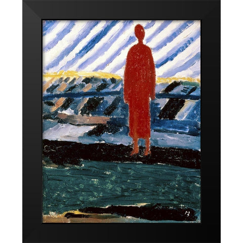 A Red Figure Black Modern Wood Framed Art Print by Malevich, Kazimir