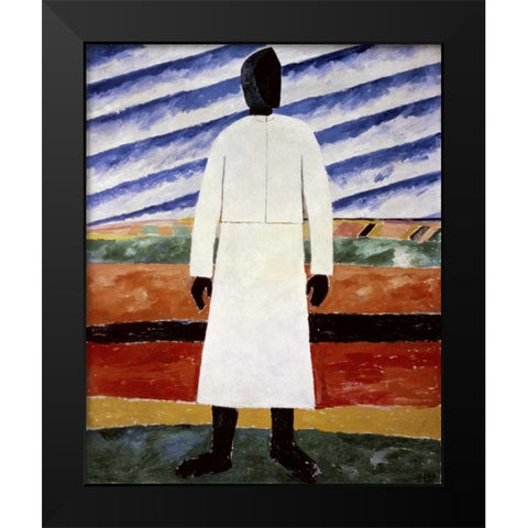 Farmer Black Modern Wood Framed Art Print by Malevich, Kazimir