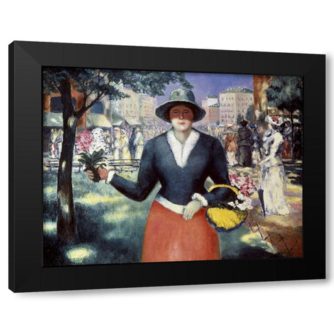 Flower Girl Black Modern Wood Framed Art Print with Double Matting by Malevich, Kazimir