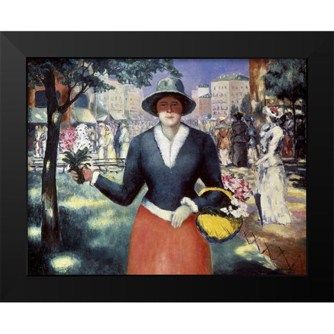 Flower Girl Black Modern Wood Framed Art Print by Malevich, Kazimir