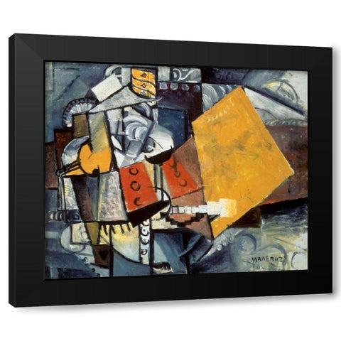 Guardsman Black Modern Wood Framed Art Print with Double Matting by Malevich, Kazimir