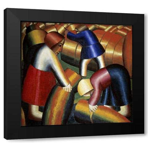 Harvesting Rye Black Modern Wood Framed Art Print by Malevich, Kazimir