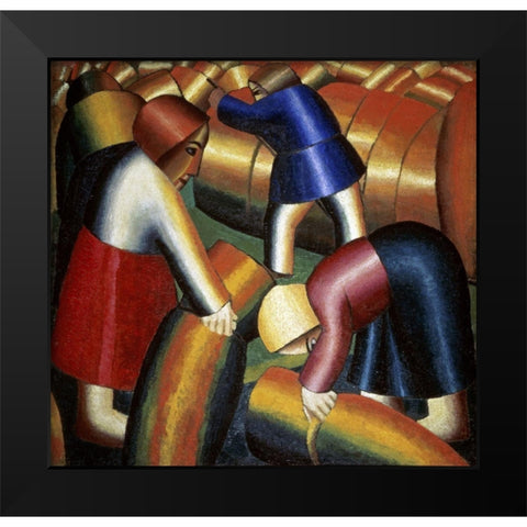 Harvesting Rye Black Modern Wood Framed Art Print by Malevich, Kazimir