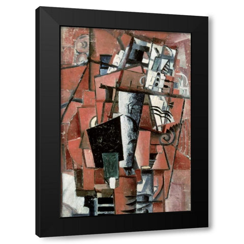 Lady By The Piano Black Modern Wood Framed Art Print with Double Matting by Malevich, Kazimir