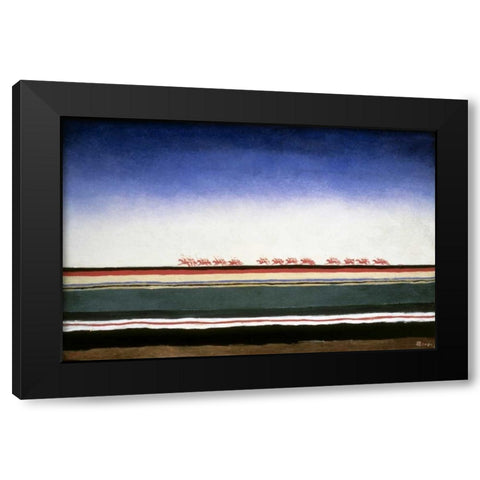 Red Cavalry Black Modern Wood Framed Art Print with Double Matting by Malevich, Kazimir